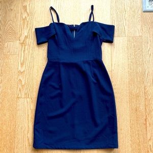 Navy Off-the-shoulder Cocktail Dress
